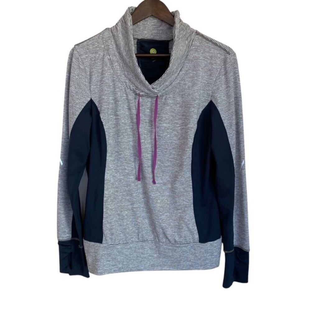 Kiwi Kate Gray Striped Yoga Cowlneck Sweatshirt - Size XL